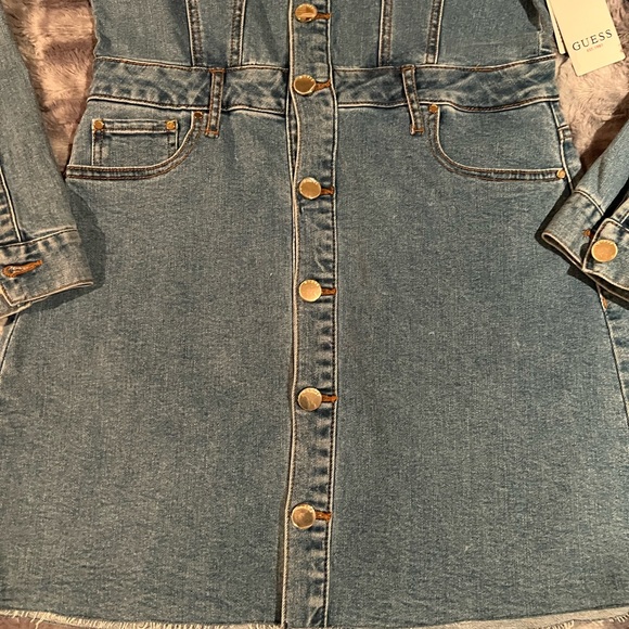 NWT Guess Blue space wash long sleeve denium dress sz SM - Picture 8 of 13